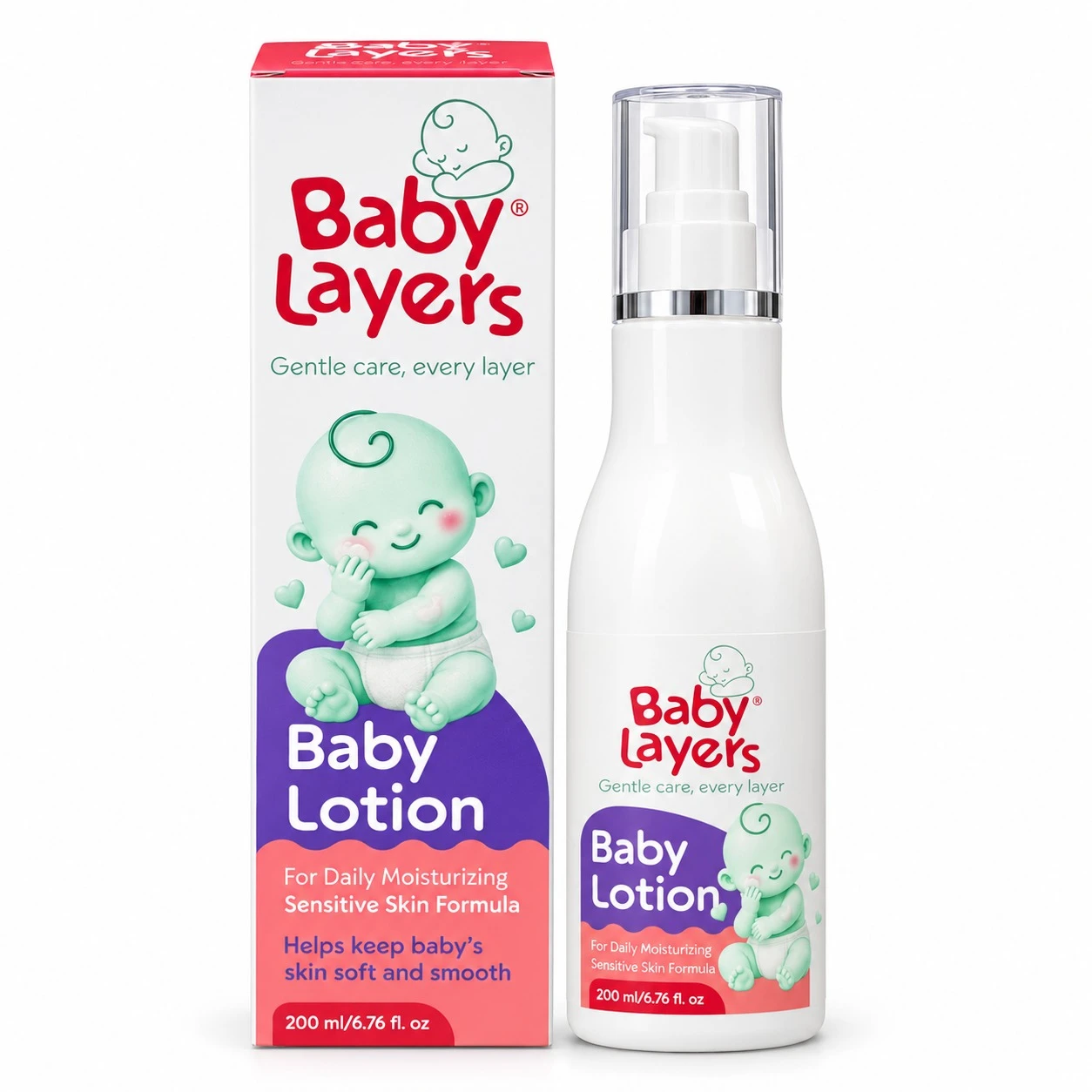 BabyLayers Advanced Baby Lotion for Newborns & Kids | Daily Moisturising Sensitive Skin Formula | With Shea Butter, Aloe Vera & Jojoba Oil | pH 5.5 & Hypoallergenic | 200 ml