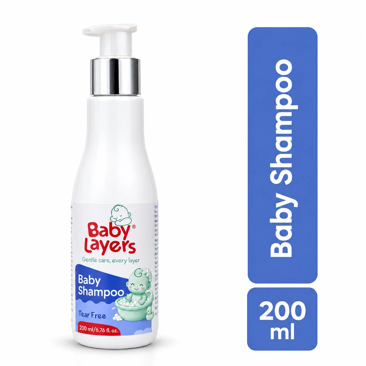 BabyLayers Advanced Baby Shampoo for Newborns & Kids | Tear-Free, pH 5.5 & Hypoallergenic | Gently Cleanses & Conditions Hair | With Argan Oil & Moringa Oil | 250 ml